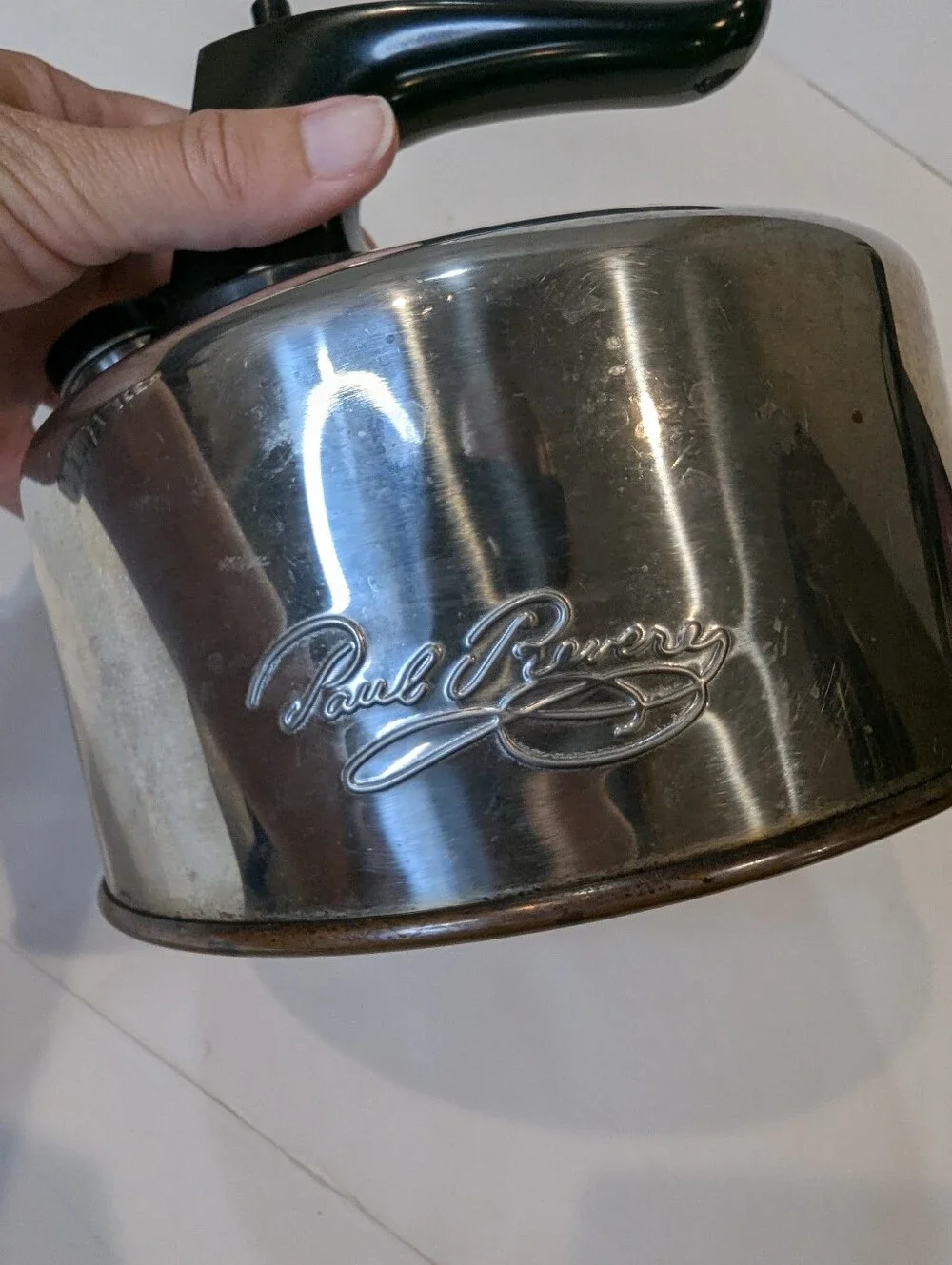 Paul Revere Ware1801  Vintage Small Whistling Teapot Kettle Copper Bottom